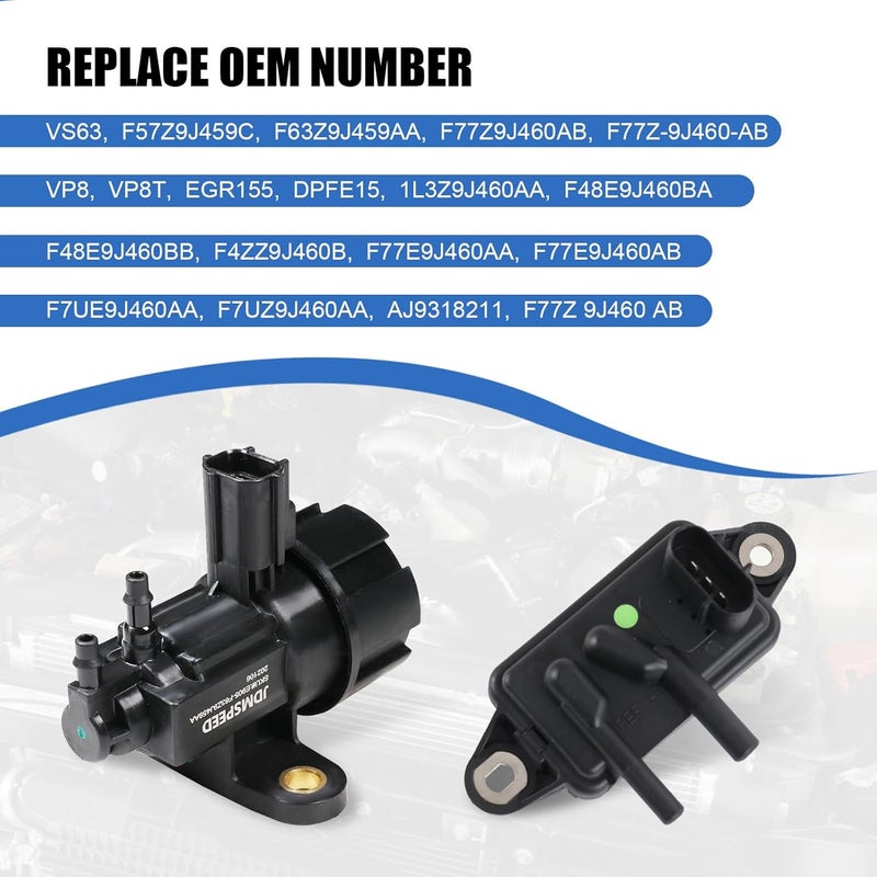CARMOCAR EGR Pressure Feedback Sensor DPFE15 + EGR vacuum solenoid valve vs63 Replacement for Ford F-150 E-150,E-250,Explorer,Ranger,Escape,Mustang,Lincoln Town Car,Mercury Cougar,F77Z9J460AB, F77Z9J460AB - Image 3